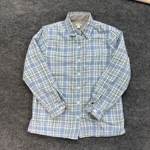 L.L. Bean Plaid Blue Fleece Lined Button Down Flannel Shirt‎ Jacket Size XSmall